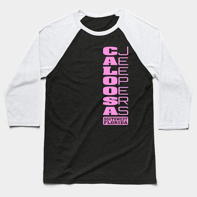 Pink Vertical Logo Baseball T-Shirt by Caloosa Jeepers 